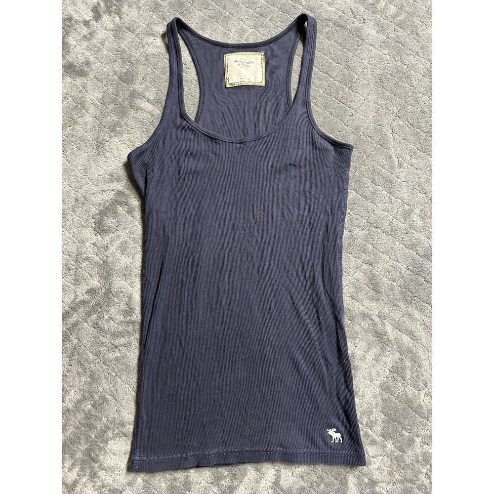 Y2K Abercrombie & Fitch Womens Ribbed Racerback Tank Top S Blue Bella Swan